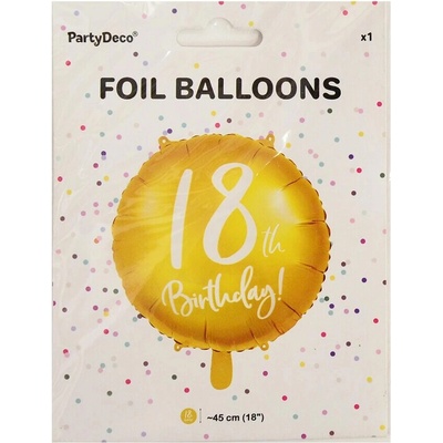 PartyDeco Fóliový balón 18tka zlatý