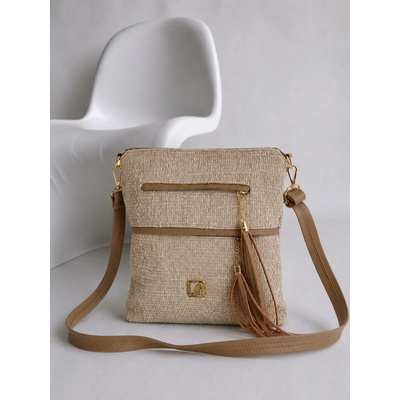 Laura Biaggi Veľká crossbody kabelka béžová dámska kabelka