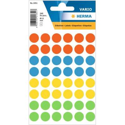 HERMA Самозалепващи се етикети, кръгли, диаметър 13 mm, 240 (1540100247)