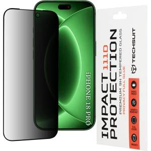 Techsuit Стъклен протектор за поверителност за iPhone 18 Pro - 111D Privacy Full Glue - Techsuit - Черен