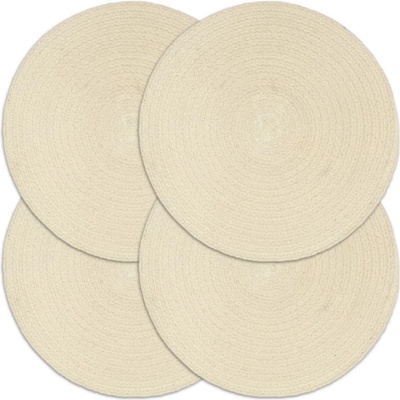 vidaXL Подложки за хранене, 4 бр, естествен цвят, 38 см, кръгли, памук (133842)