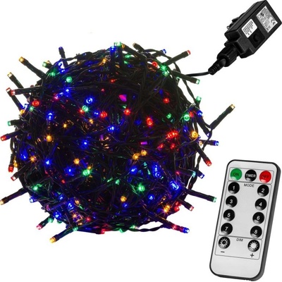 Voltronic Vánoční LED osvětlení 5 m barevná 50 LED + ovladač zelený kabel