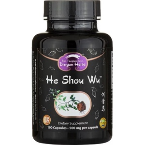 Dragon Herbs Формула на дълголетието - Хъ Шоу У (Фо-ти) - Здравословно стареене, енергия, настроение, 500 mg, 100 капсули (005427 (542) DH)