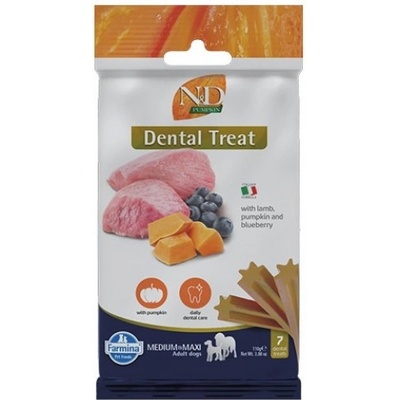 N&D Pumpkin Dental Care Treat Lamb and Blueberry Medium Maxi - Дентални стикове за кучета от средни и едри породи с агнешко, тиква и боровинки - 100 гр, Италия - KND0011010