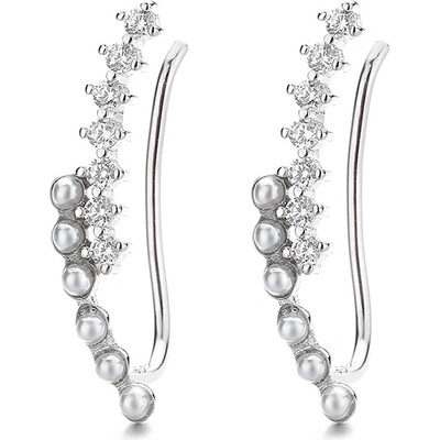 DELIS Обеци с маншети от сребро, jw684, елегантен дизайн, родиево покритие (jw684)