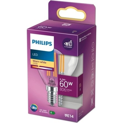 Philips LED kapka filament E14 60W 2700K 7W filament