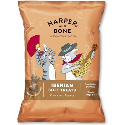 Harper & Bone Harper and Bone Cat & Dog iberské měkké pamlsky kuře a krůta 90 g