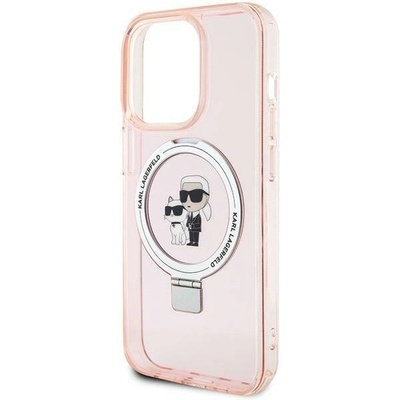 KARL LAGERFELD Кейс Karl Lagerfeld KLHMP15LHMRSKCP за iPhone 15 Pro 6.1", розов / розов, твърд, Ring Stand Karl&Choupette MagSafe (3666339169015)