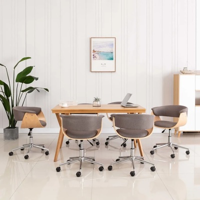 vidaXL Въртящи се трапезни столове, 6 бр, таупе, текстил (3054889)