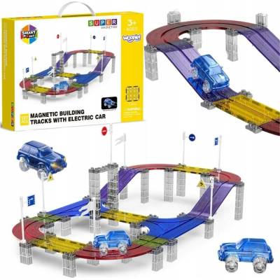 Woopie magnetická autodráha závodní + autíčko 137 dílů