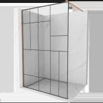 Mexen Kioto стена за душ Walk-in 70 x 200 см, черен модел 8 мм, матирано мед - 800-070-101-65-78 (800-070-101-65-78)
