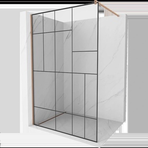 Mexen Kioto стена за душ Walk-in 70 x 200 см, черен модел 8 мм, матирано мед - 800-070-101-65-78 (800-070-101-65-78)