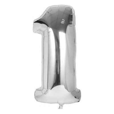 IMPAP Fóliový balónek 40 cm číslice 1 stříbrný 24226