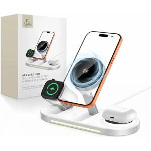 Tech-Protect Безжично магнитно зарядно TECH-PROTECT A51 ARCTICBOOST 3в1 MagSafe 25W QI2.2 бяло