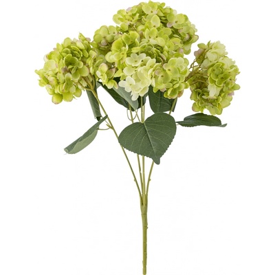 Bloomingville Umělá květina Hydrangea White 49 cm, zelená barva, plast