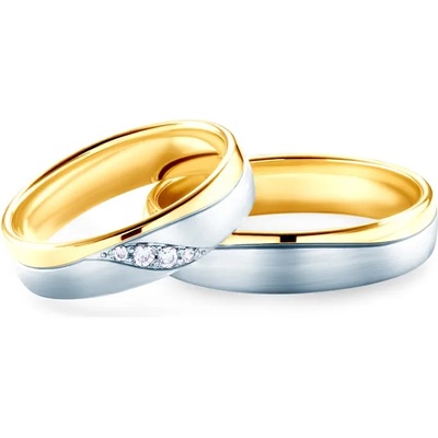 SAVICKI Сватбени халки: двуцветно злато, кръгли. 5 мм