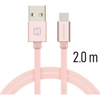 Swissten 71521305 USB - USB-C, 2m, růžovo-zlatý