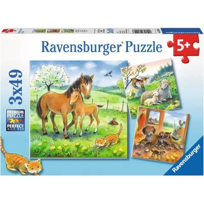Ravensburger - Puzzle 3x49 Animal petting - 40 - 99 piese
