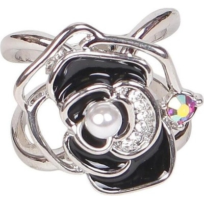 Сребриста брошка-пръстен за шал Роза