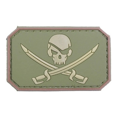 Nášivka "Pirate Skull" 3D, oliva GFC