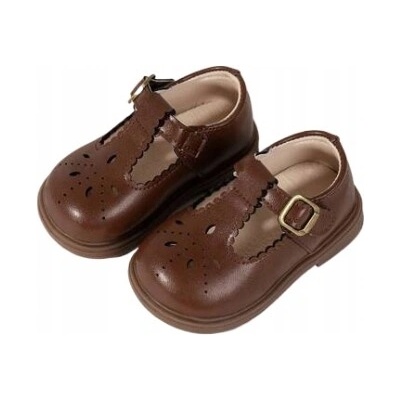 Dětské polobotky s přezkou hnědé