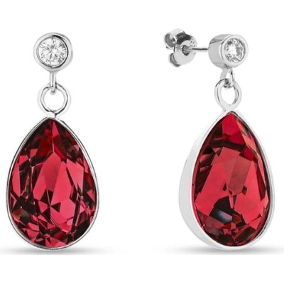 Spark stříbrné náušnice s krystaly Swarovski Elements červená kapka Barocco KCD432010SC Scarlet