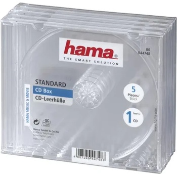 Image 1 of Hama Кутийка за CD/DVD HAMA Jewel Case, прозрачен, 5 бр. в пакет (HAMA-44748)