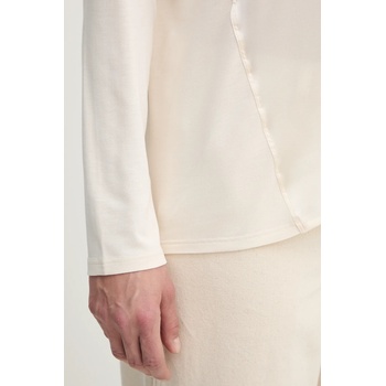 HUGO BOSS Блуза с коприна BOSS Green дамска в бежово с изчистен дизайн 50541888 (50541888)