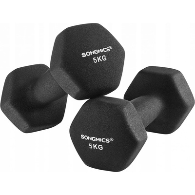 Songmics Potažené/pogumované činky s pevnou váhou 2 x 5 kg