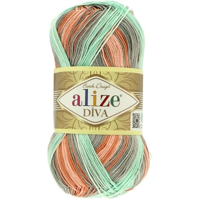Alize Diva Batik 5550 tyrkysová a korálová