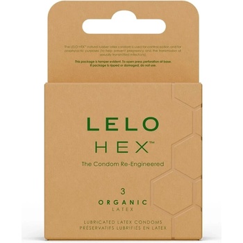Презервативи с L-аргинин за мощна ерекция, 3 броя - Lelo Hex Organic (LELO00885A)