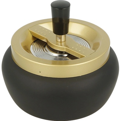 KRCZ Cigaretový popelník kovový otočný Black/gold, 13cm