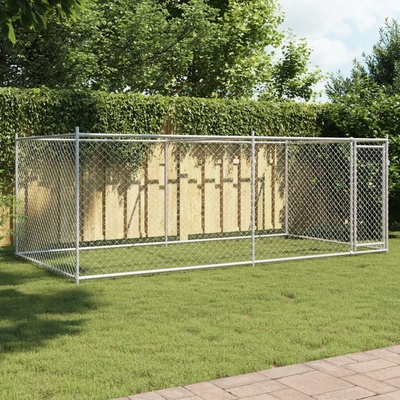 Shumee Klec pro psy s dvířky šedá 400 x 200 x 150 cm