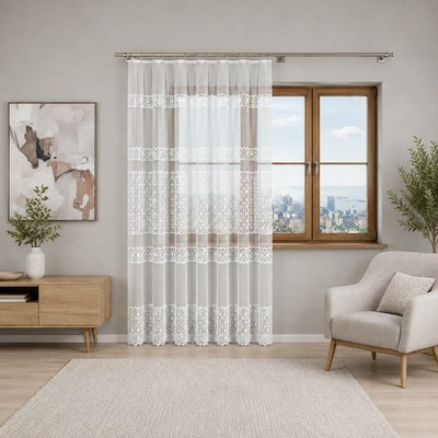 Dekorační žakárová záclona na žabky ADRIANNA LONG bílá 300x250 cm (cena za 1 kus dlouhé záclony) MyBestHome