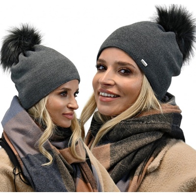 Fashionweek dámská zimní čepice s bambulí ZIZI15/A13 grafitová