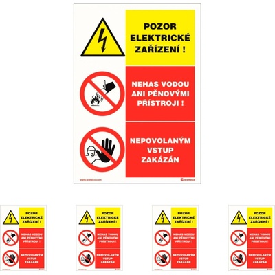 Walteco Pozor, elektrické zařízení, trojkombinace, 148x210mm, samolepka Množství: 5 ks , 20776BP1