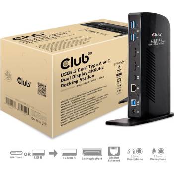 Club 3D CLUB3D UNIVERSAL хъб, USB Gen1 Type-C, троен дисплей, Dynamic PD, с 65 Watt PS (VGA, HDMI, DP, ETHERNET) (CSV-1460)