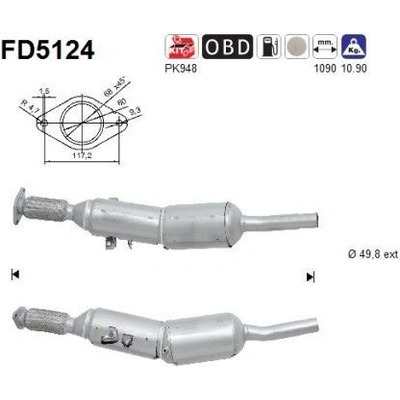 Filtr sazových částic, výfukový systém AS FD5124