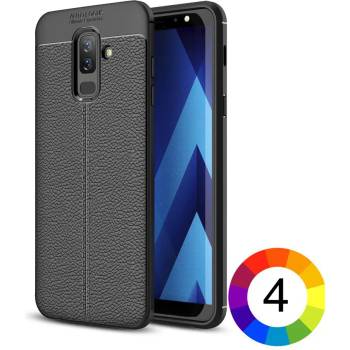 Image 1 of Samsung Galaxy A6 + (2018) Удароустойчив Litchi Skin Калъф и Протектор