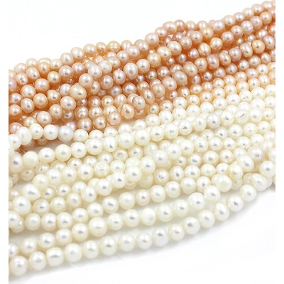 Přírodní sladkovodní perle 5-6mm - Návlek 38cm - Lososová