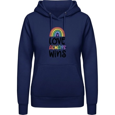AWDis Dúhová mikina s Nápisom Love Always Wins oxfordská modrá