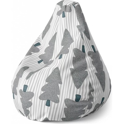 Sablio Sedací vak Pear Šedé stromky Sablio 70 x 95 x 15 cm