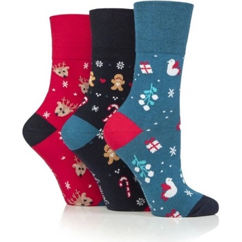 Gentle Grip dámske ponožky Voľný Lem Vianočné 3 Páry