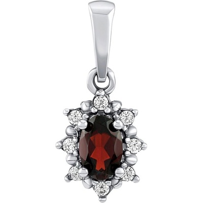 SILVEGO Strieborný prívesok Lina s prírodným granátom a Brilliance Zirconia JSW1001SGR