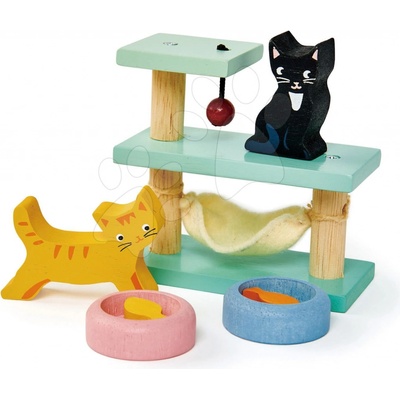 Tender Leaf Toys mačičky Pet Cats Set s hracím kútikom a miskami TL8161