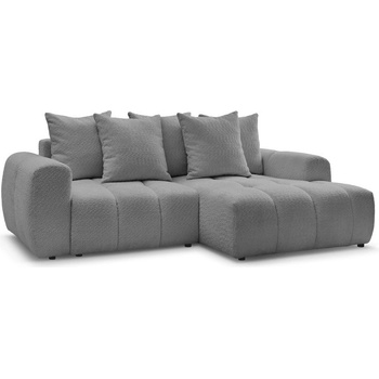 Bobochic Сив разтегателен ъглов диван с място за съхранение от букле (десен ъгъл) Roxelane - Bobochic Paris (108377)