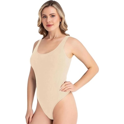 Бежово боди-прашка с широка презрамка