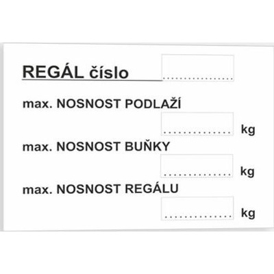 Traiva s.r.o Označení regálu č. 2 Verze: Samolepka 150 x 105 mm tl. 0.1 mm - Kód: 04843