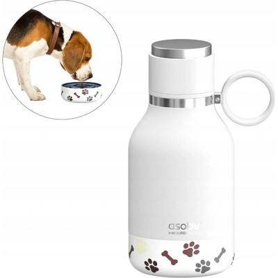 Asobu Láhev s miskou pro psa STAINLESS WHITE 975 ml