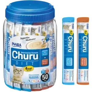 Inaba Foods Churu Diet Tuna and Chicken - Лакомство за котки нискокалорично с пилe или риба тон 50 бр
